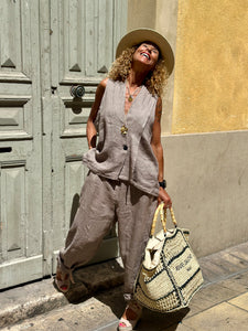 Gilet lin taupe LIA