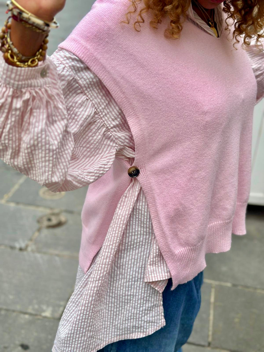 Pull sans manche rose VIVIA
