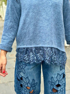 Pull bleu DENTELLA