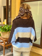 Pull marron/bleu LORA