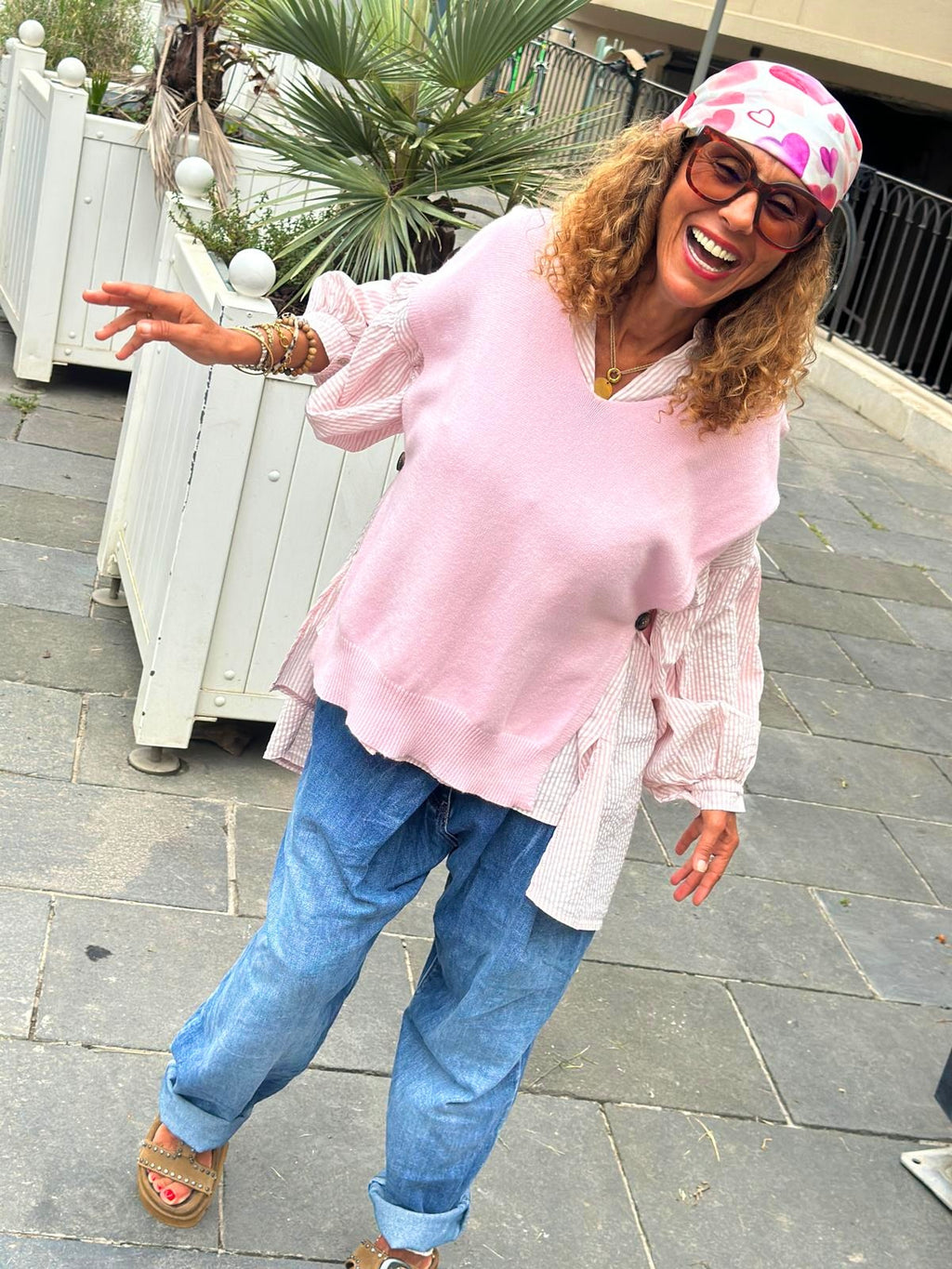 Pull sans manche rose VIVIA