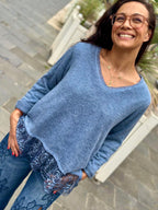 Pull bleu DENTELLA