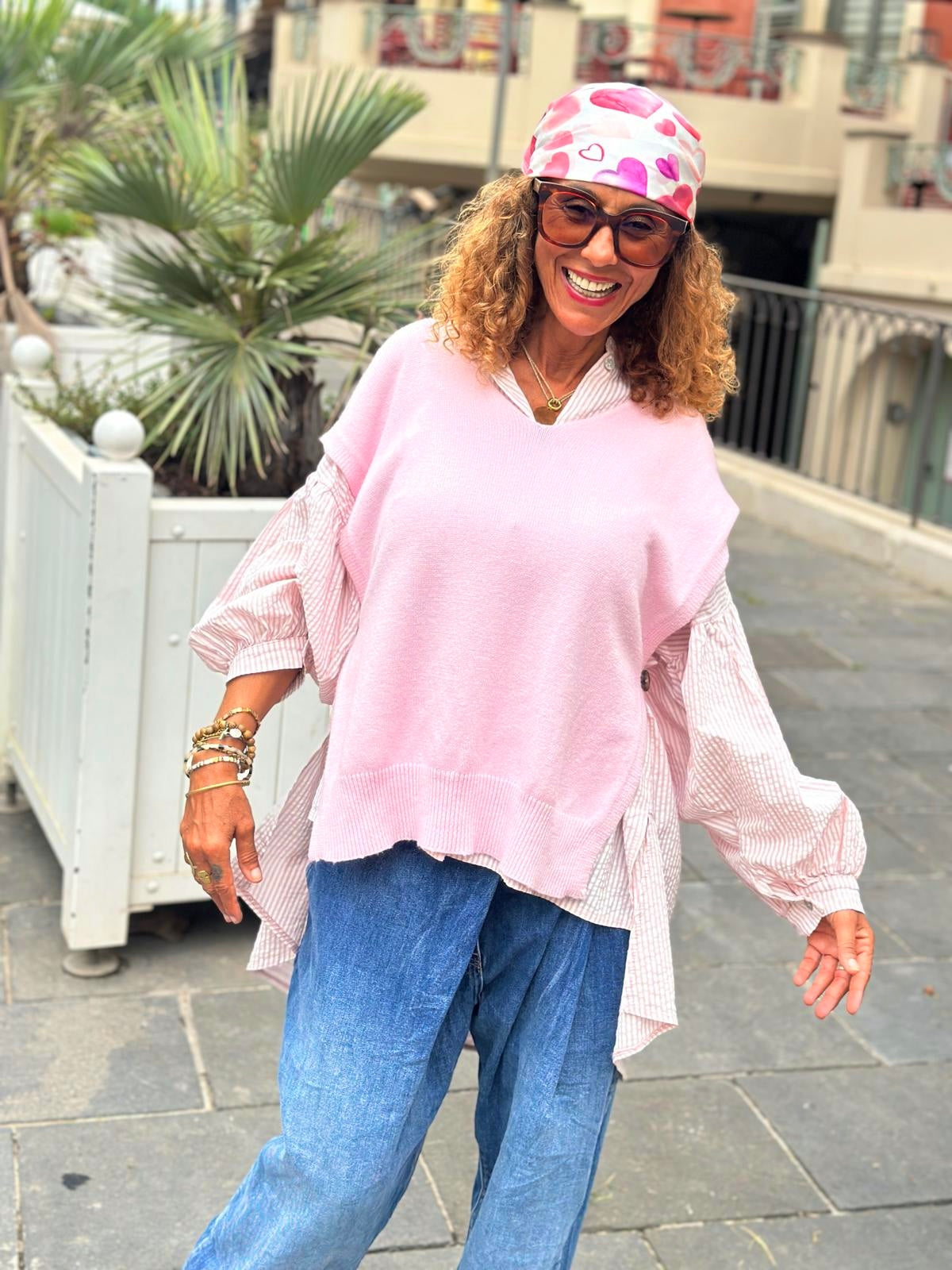 Pull sans manche rose VIVIA