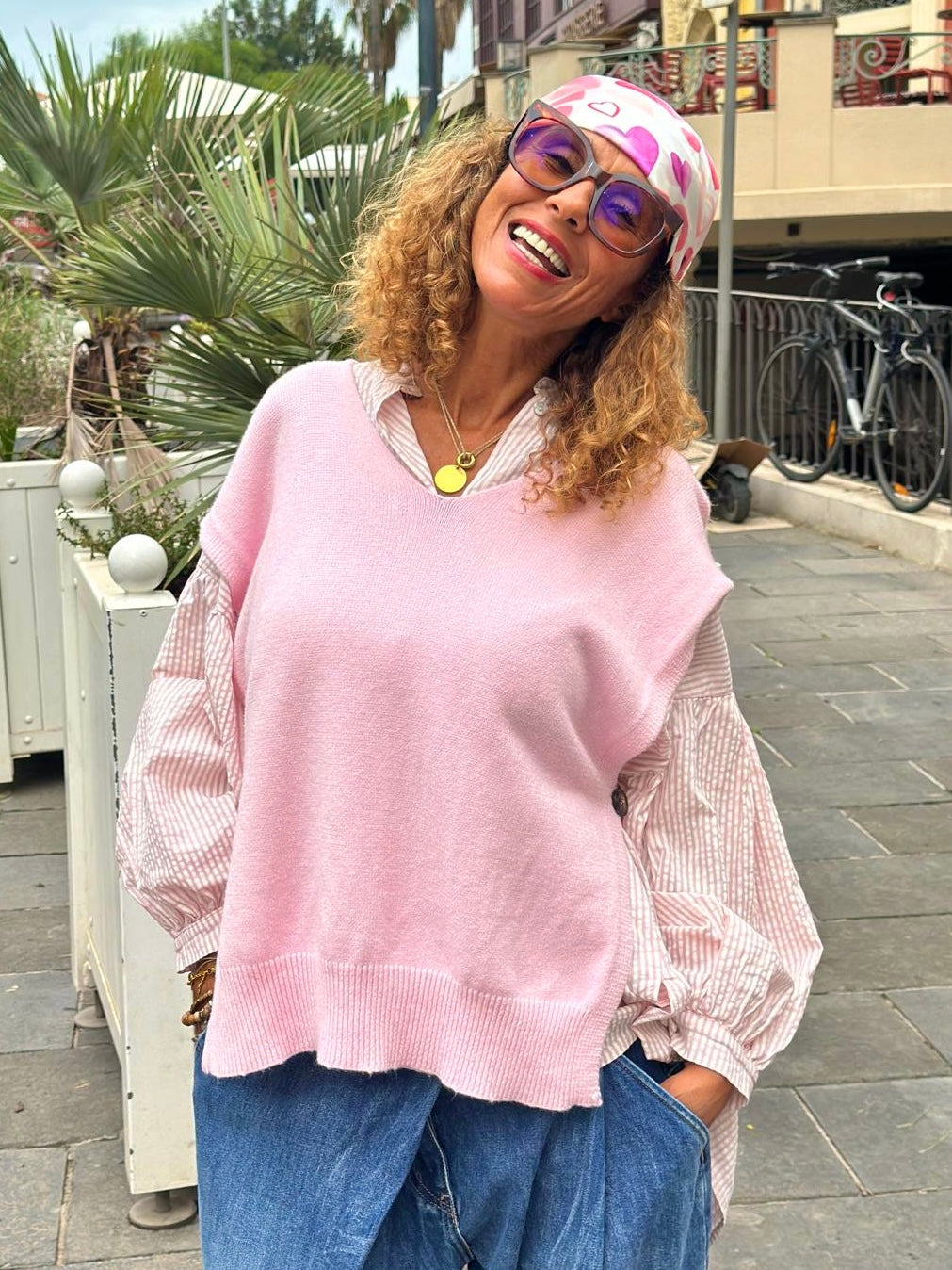 Pull sans manche rose VIVIA