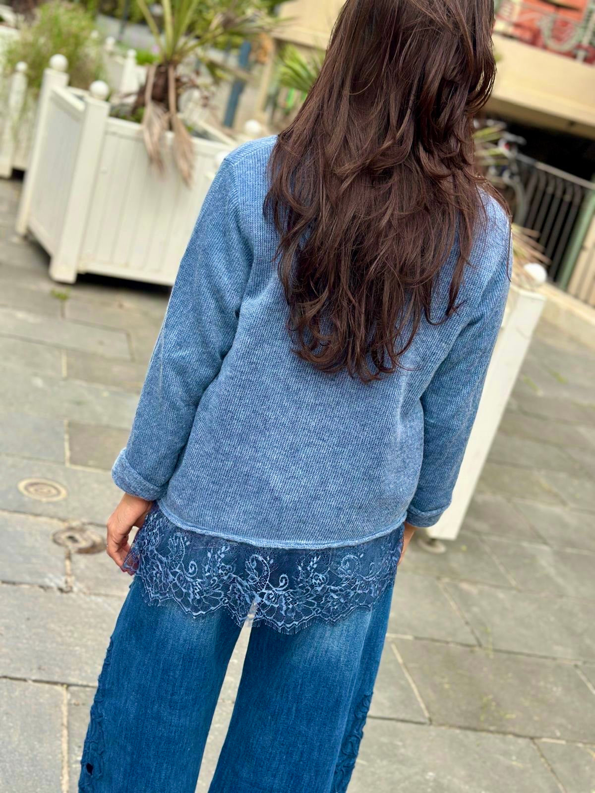 Pull bleu DENTELLA