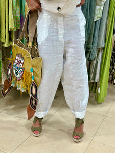 Pantalon lin blanc KEY