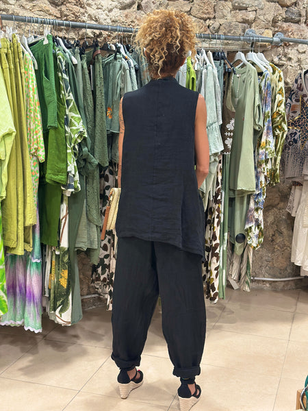 Pantalon lin noir KEY