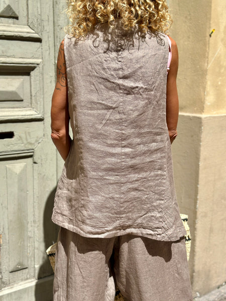 Gilet lin taupe LIA