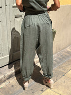 Pantalon lin kaki KEY