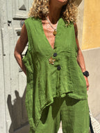 Gilet lin vert LIA