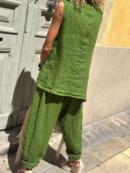 Gilet lin vert LIA