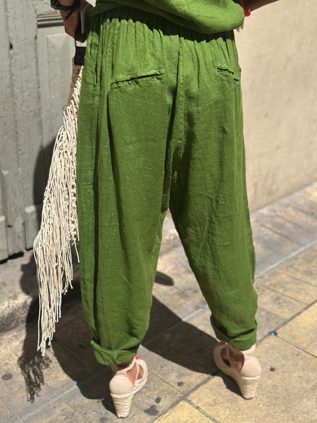 Pantalon lin vert KEY