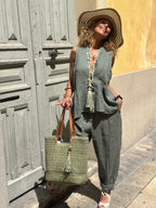 Gilet lin kaki LIA
