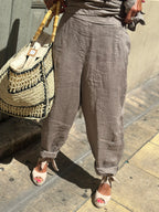 Pantalon lin taupe KEY