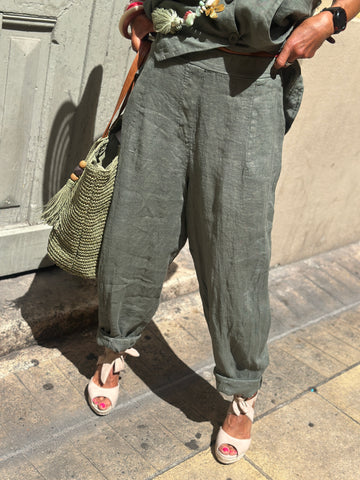 Pantalon lin kaki KEY