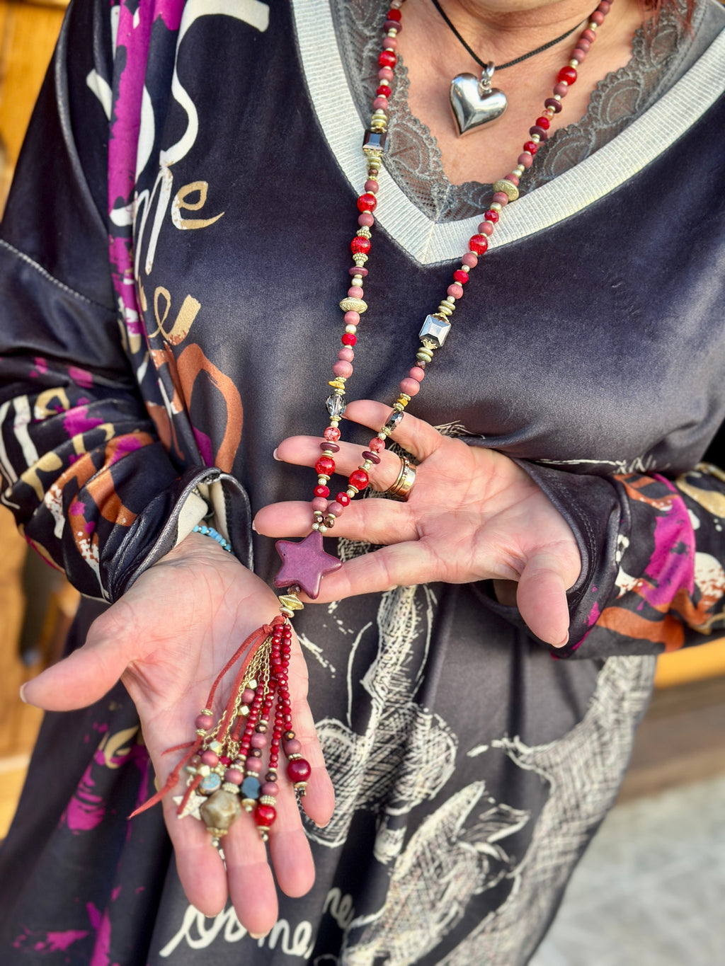 Sautoir bordeaux STAR