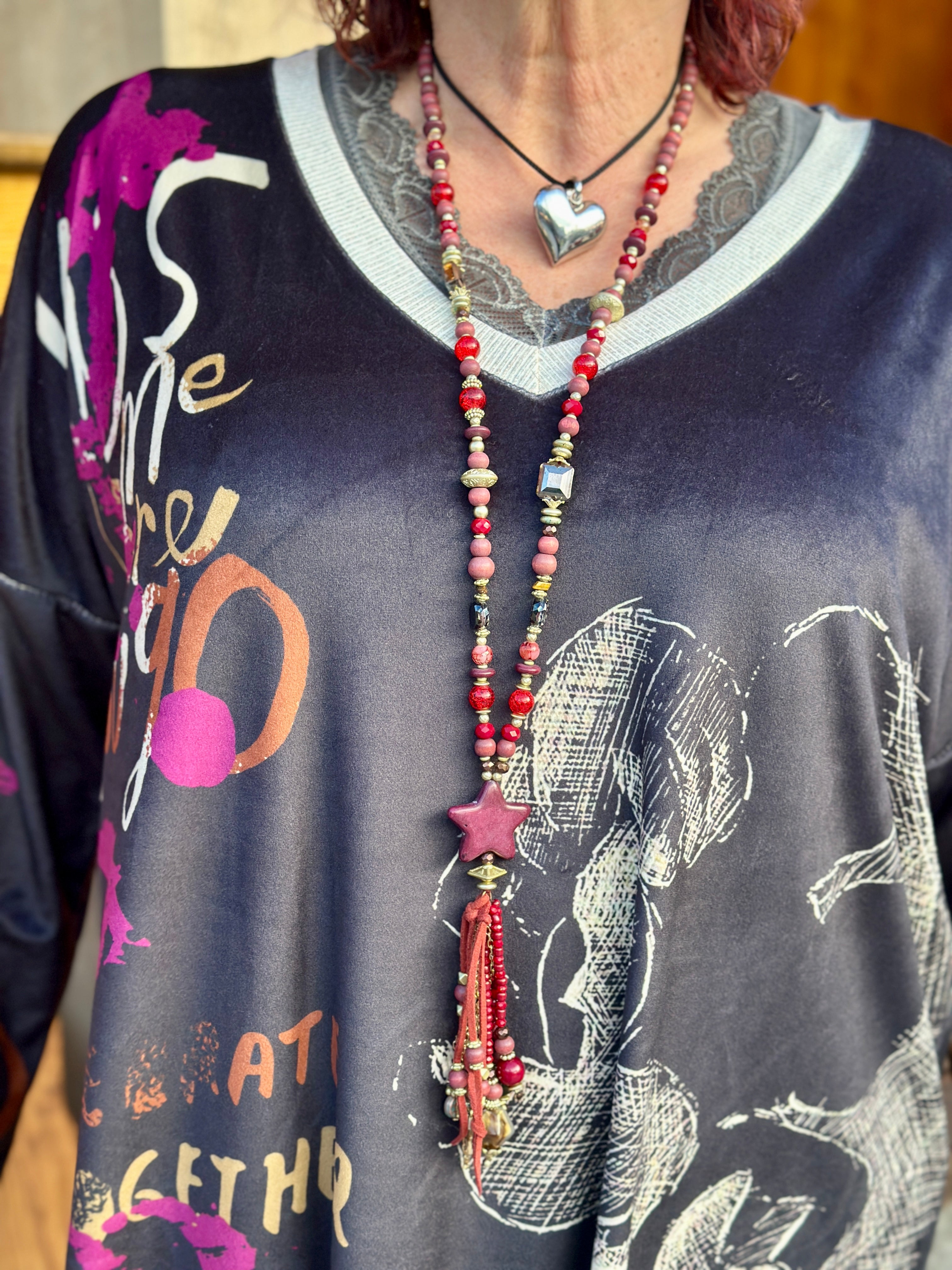 Sautoir bordeaux STAR