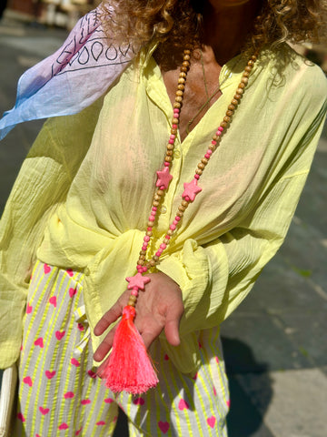 Sautoir rose fluo ETOILE