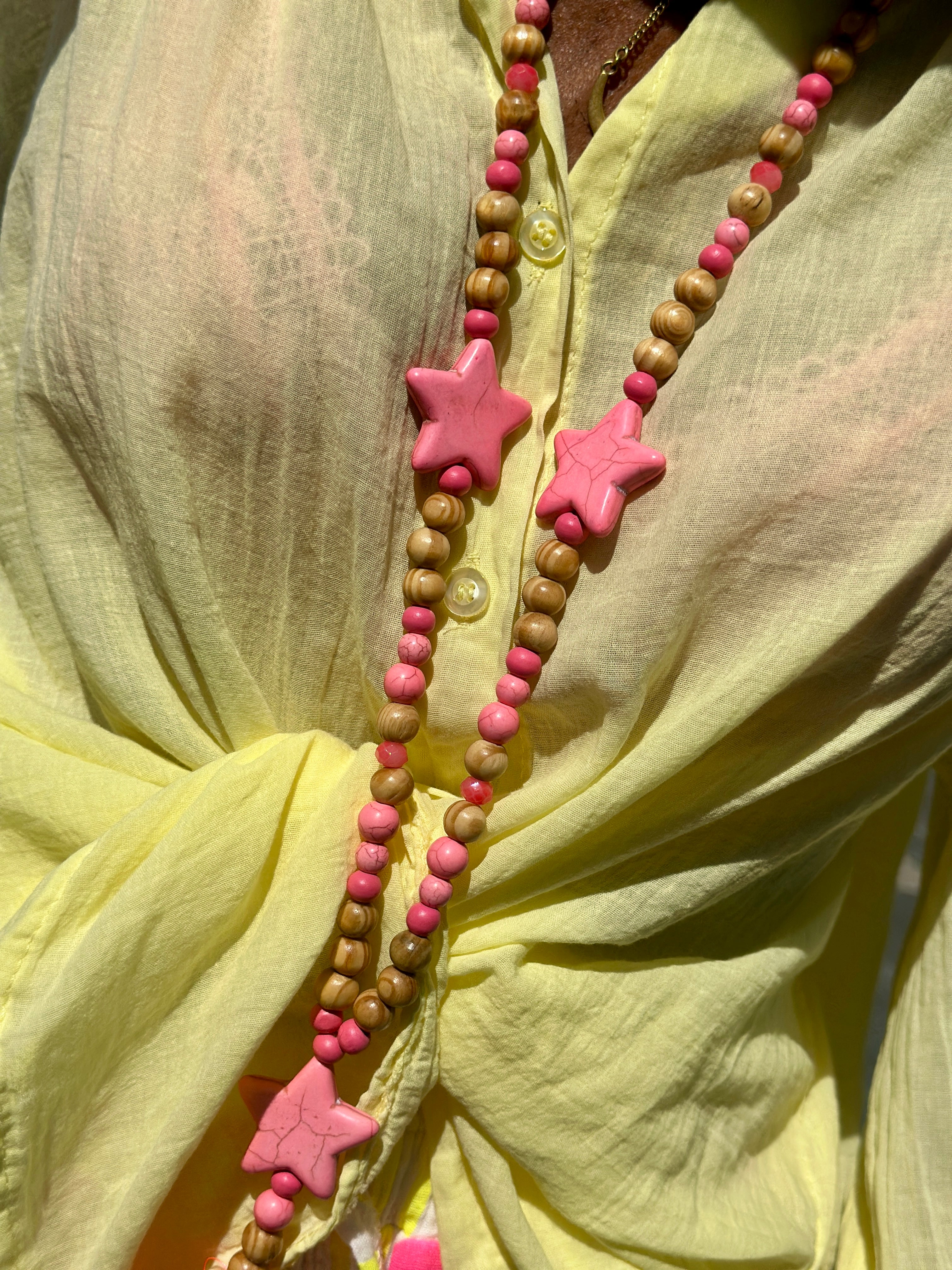 Sautoir rose fluo ETOILE