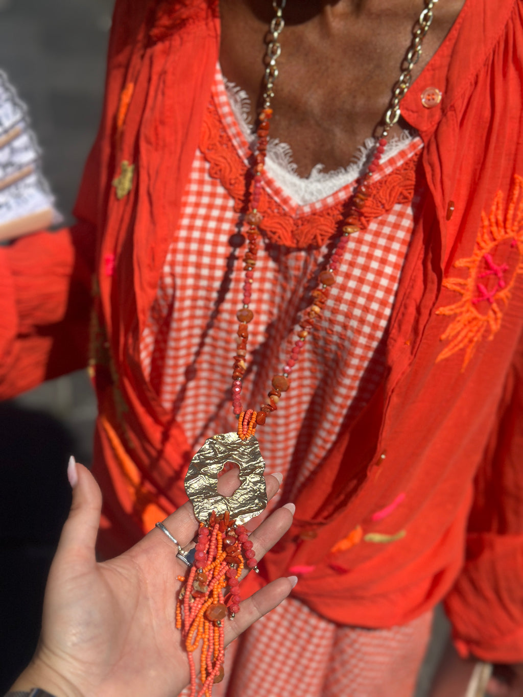 Sautoir orange PERLES