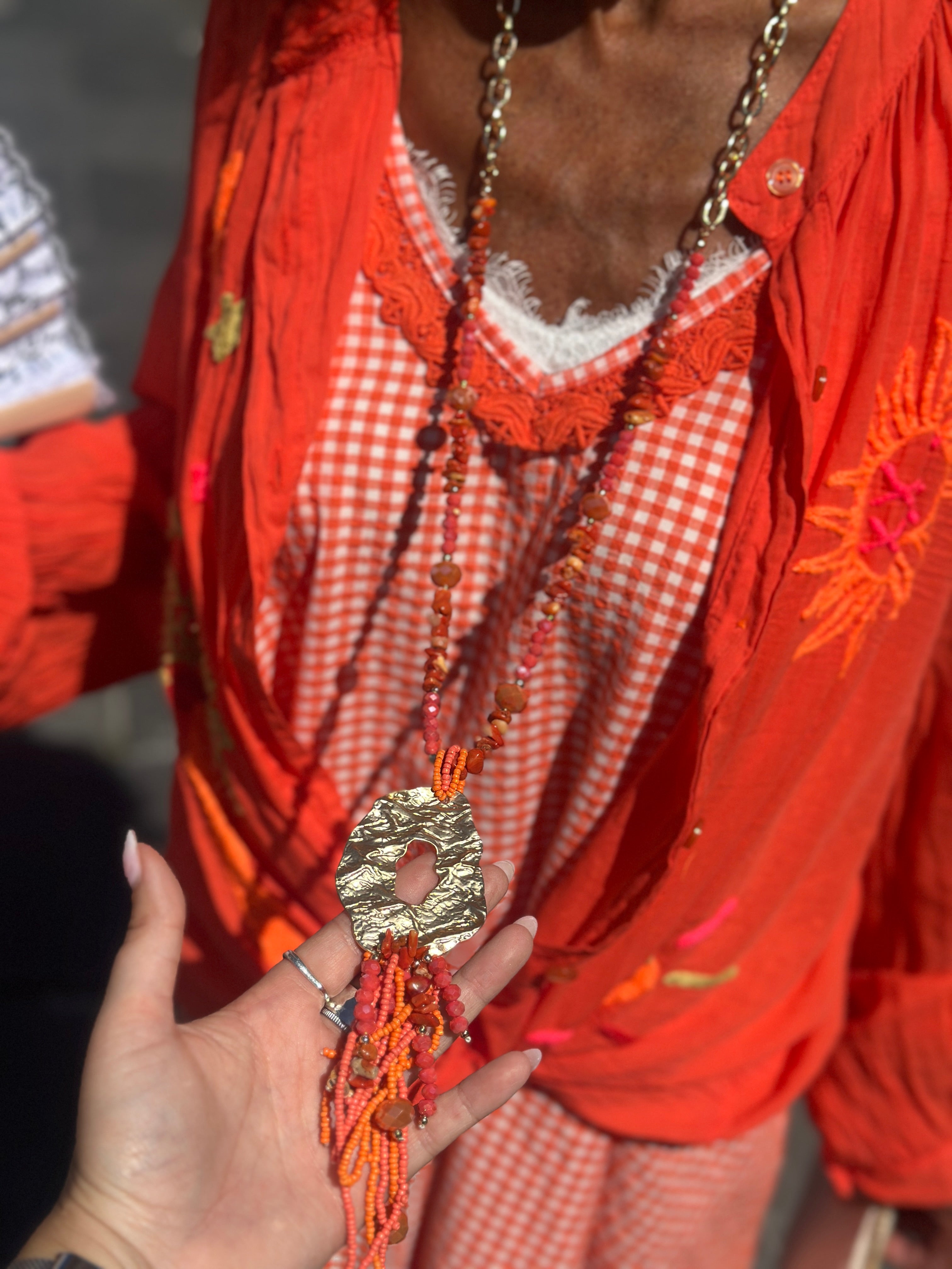 Sautoir orange PERLES