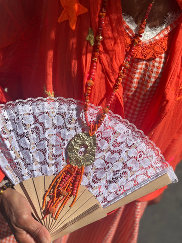 Sautoir orange PERLES