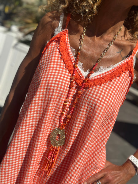Sautoir orange PERLES