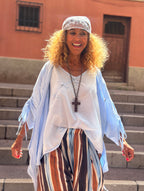 Gilet lin bleu NAWA