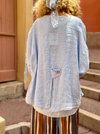 Gilet lin bleu NAWA