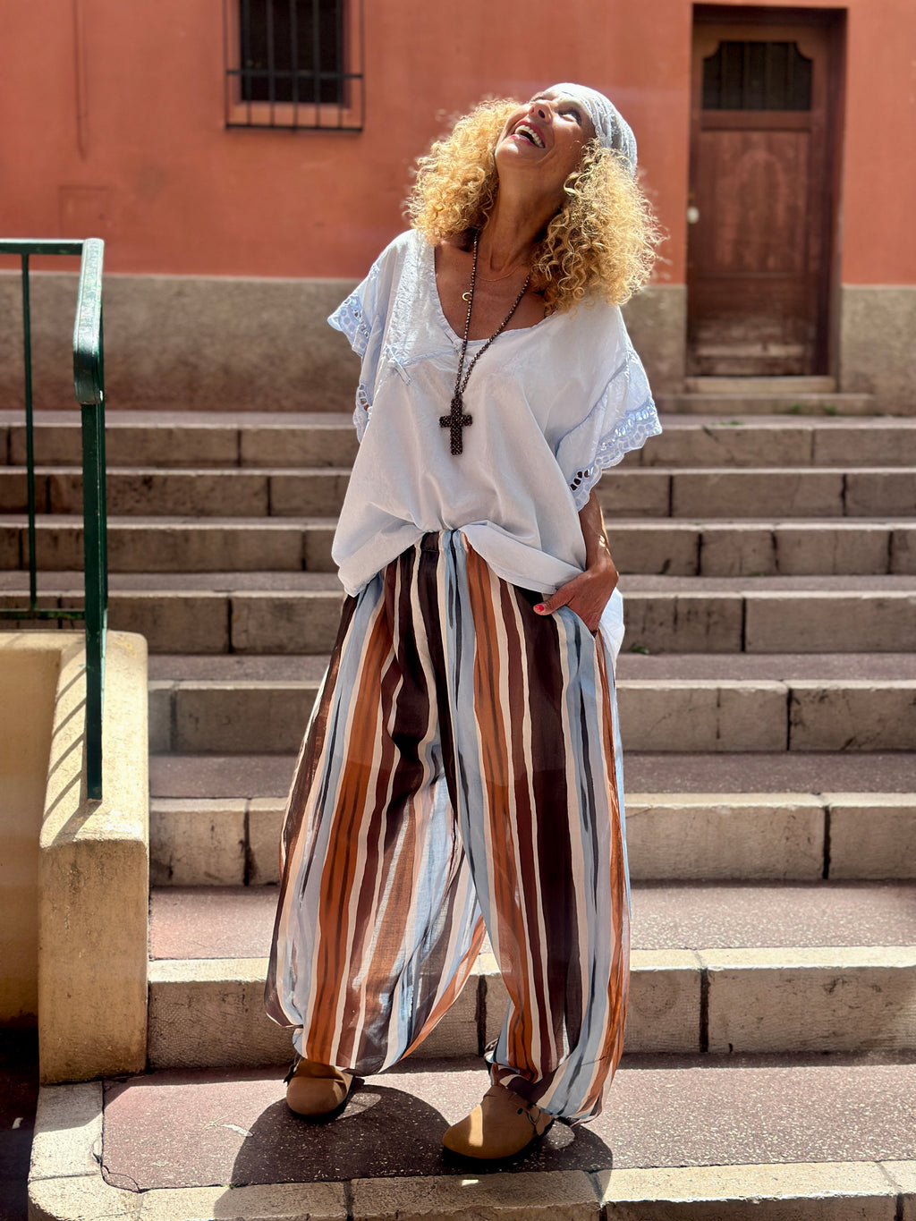 Pantalon bleu/marron ALADIN