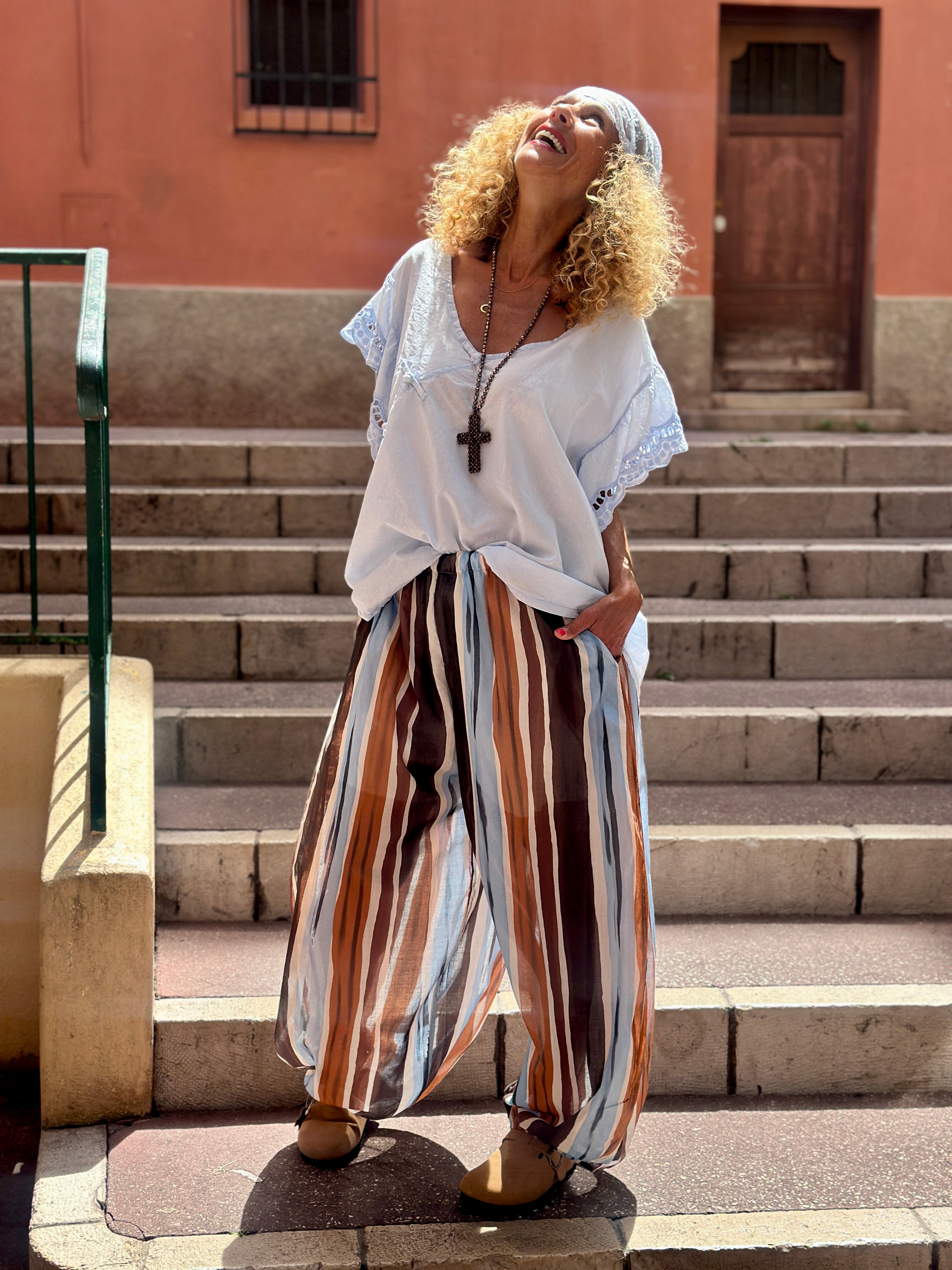 Pantalon bleu/marron ALADIN