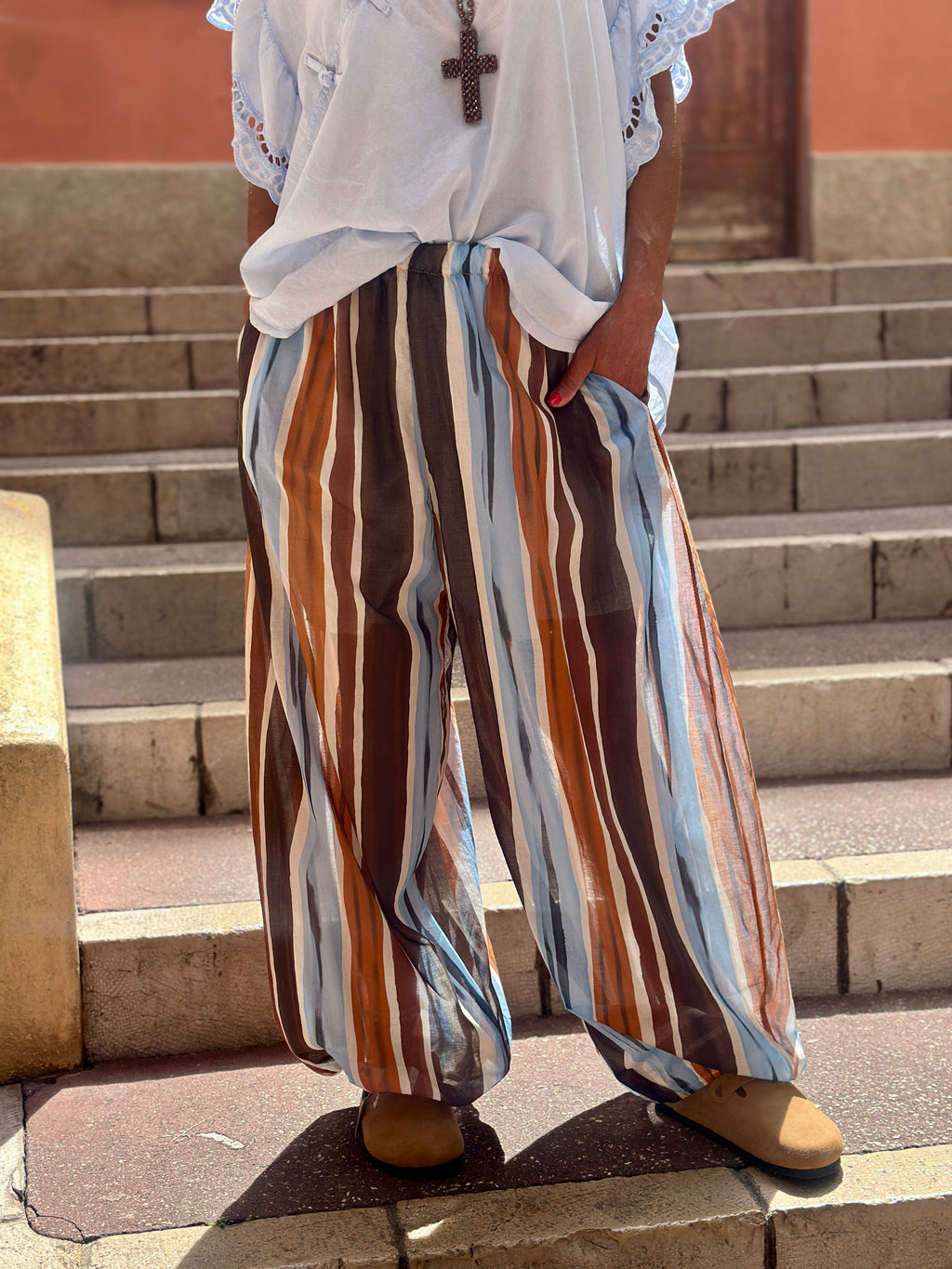 Pantalon bleu/marron ALADIN