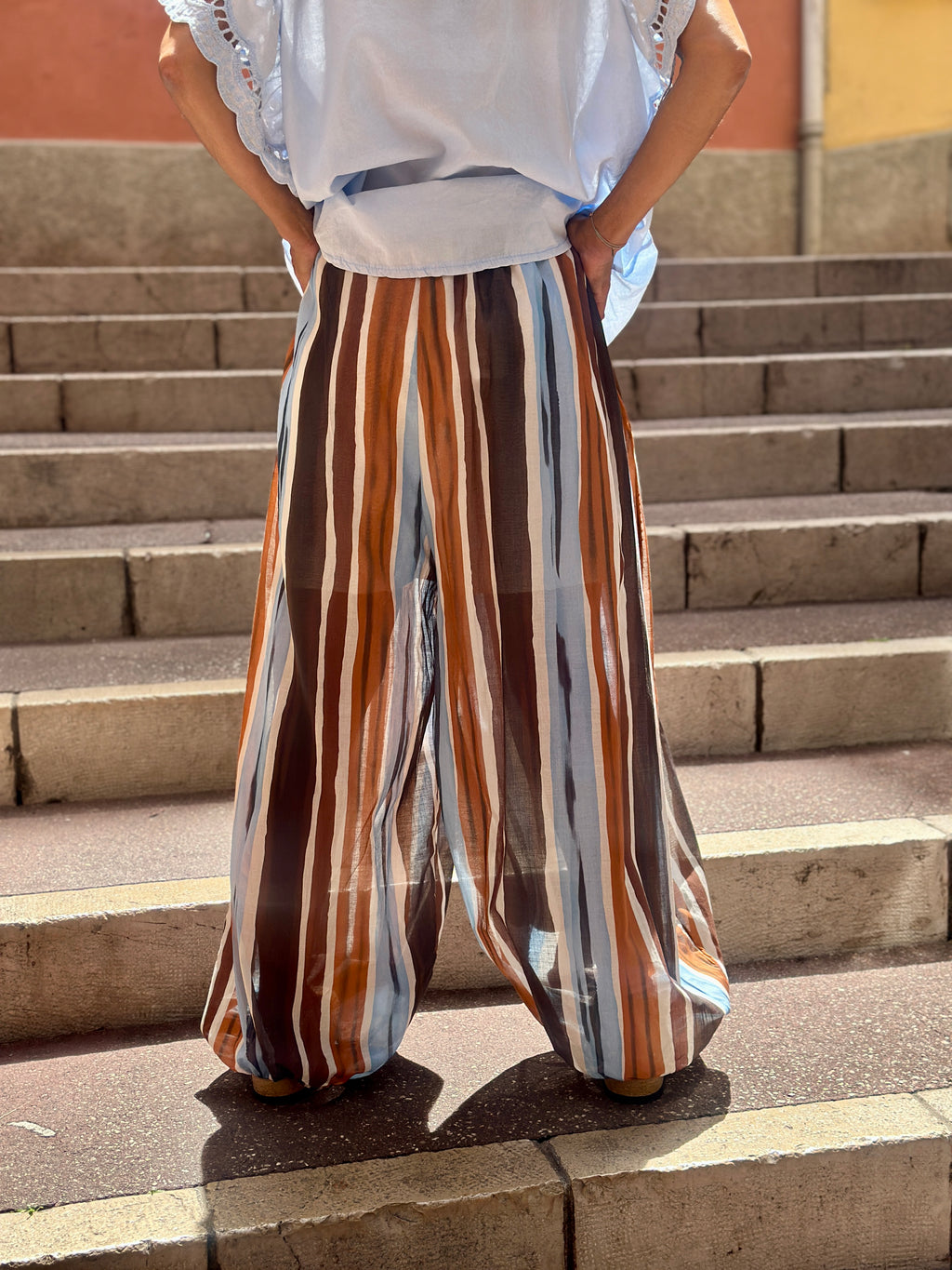 Pantalon bleu/marron ALADIN