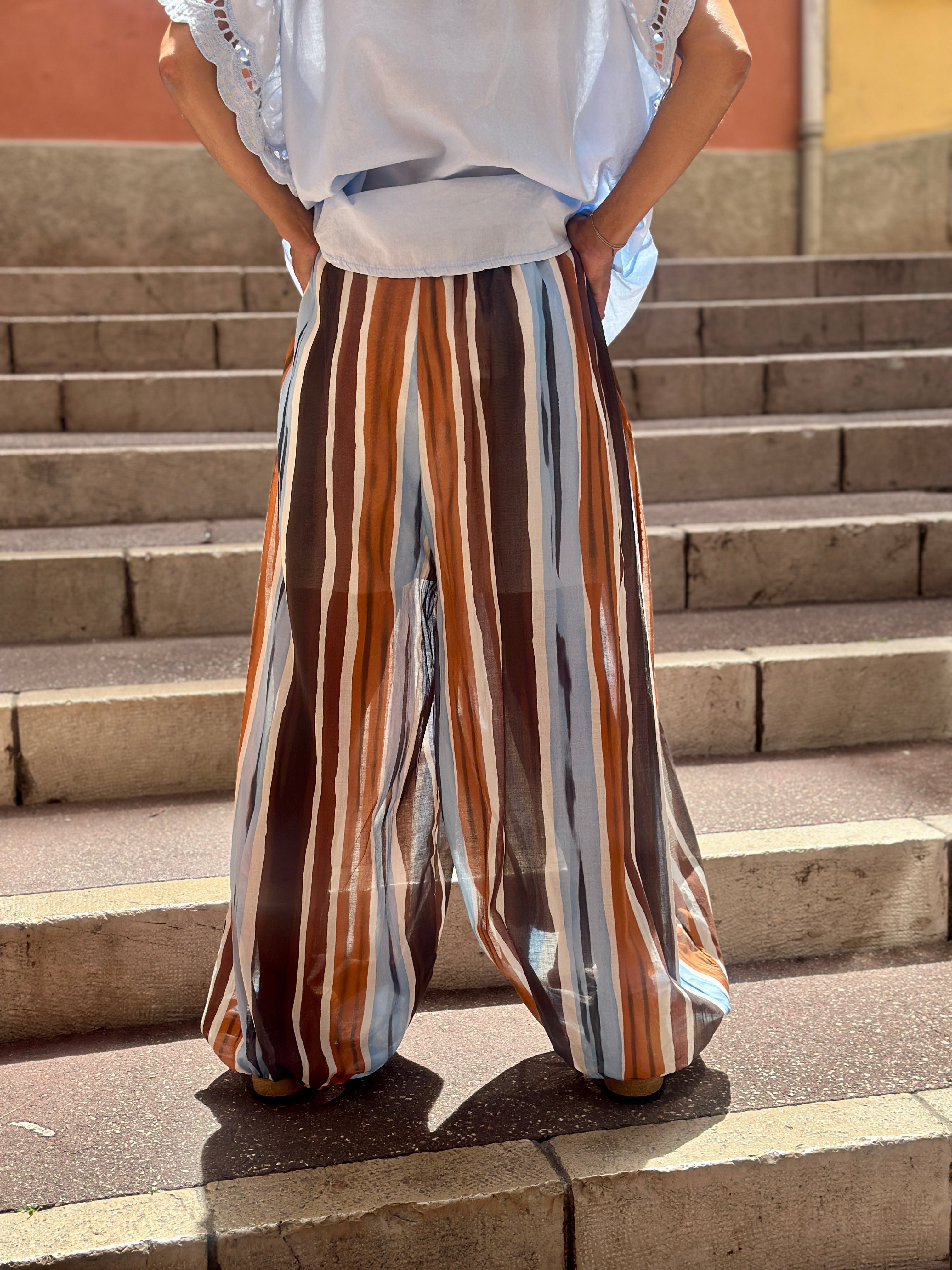 Pantalon bleu/marron ALADIN