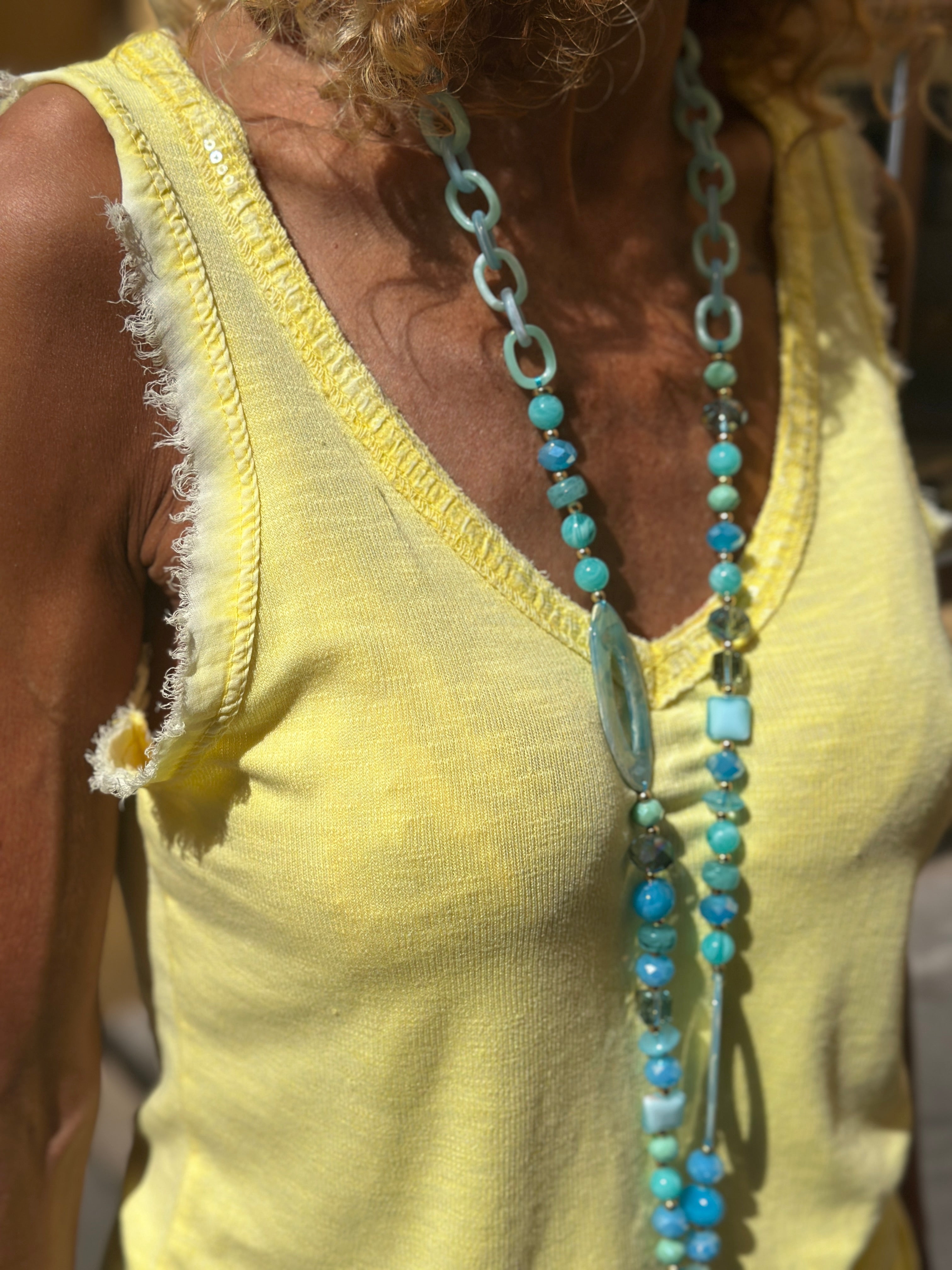Débardeur jaune SEQUINS