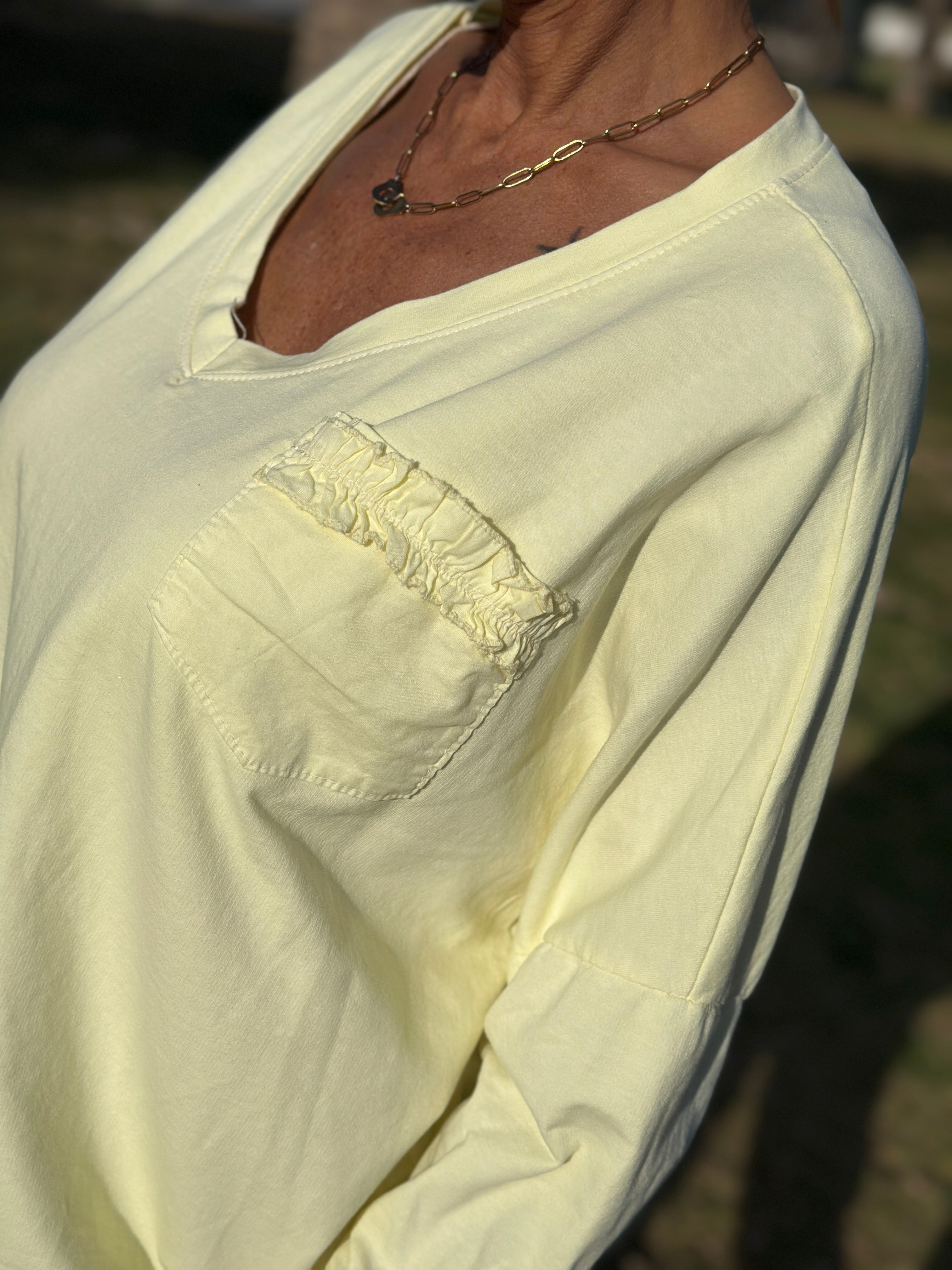 Sweat fin jaune POCHE FROUFROU