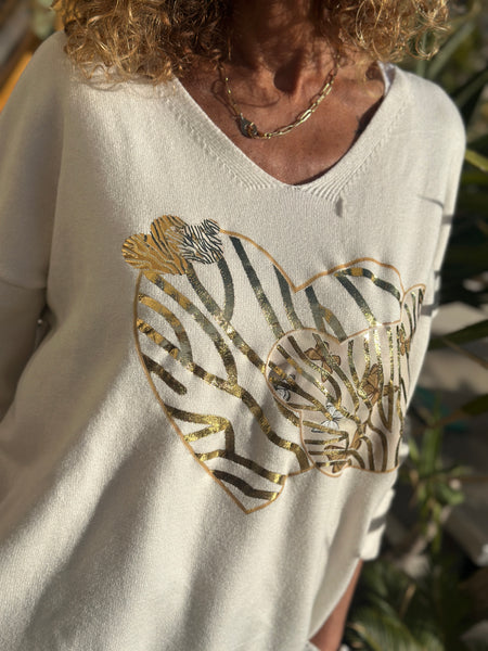 Pull fin écru ZEBRA