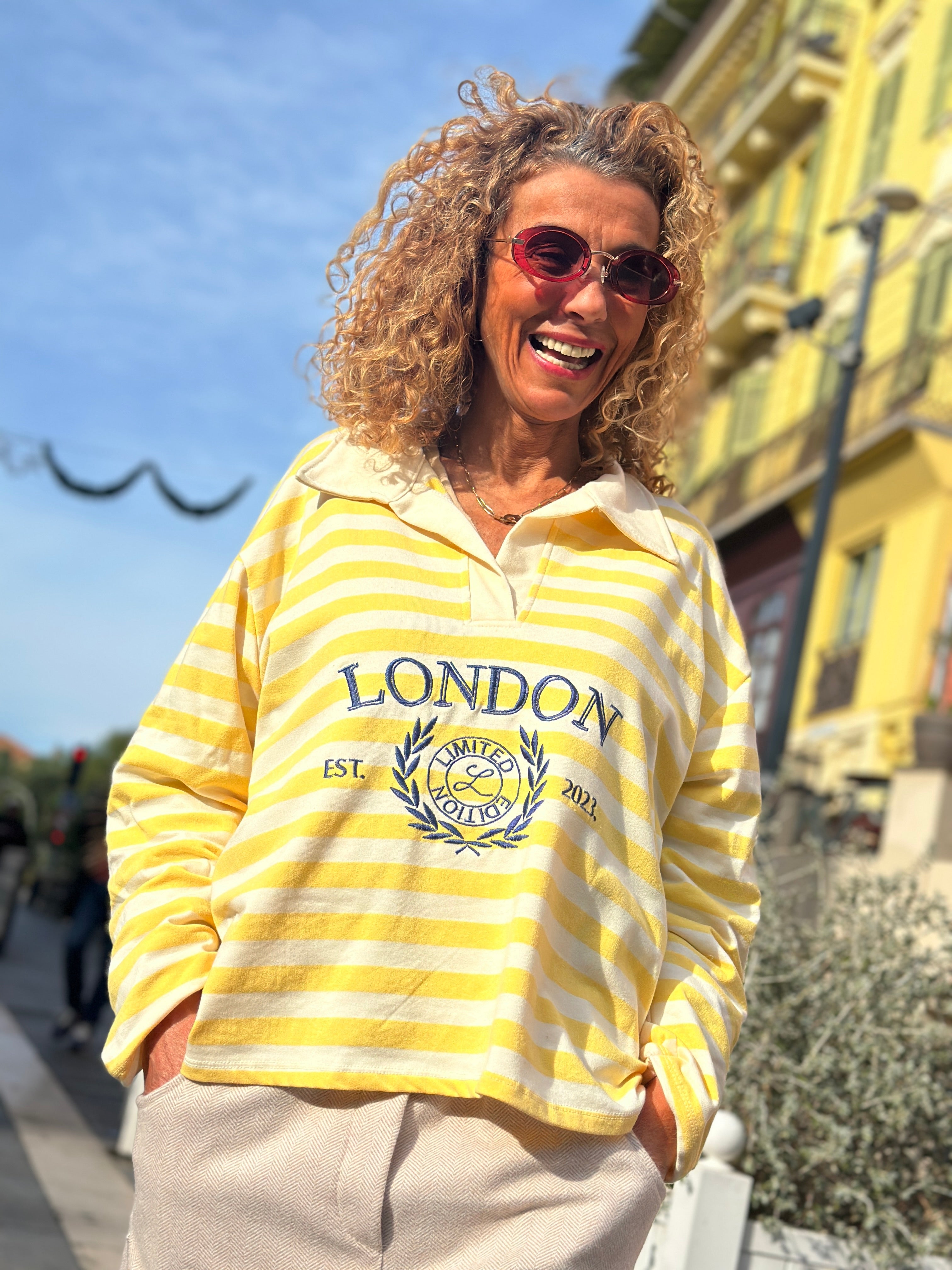 Polo rayé jaune LONDON