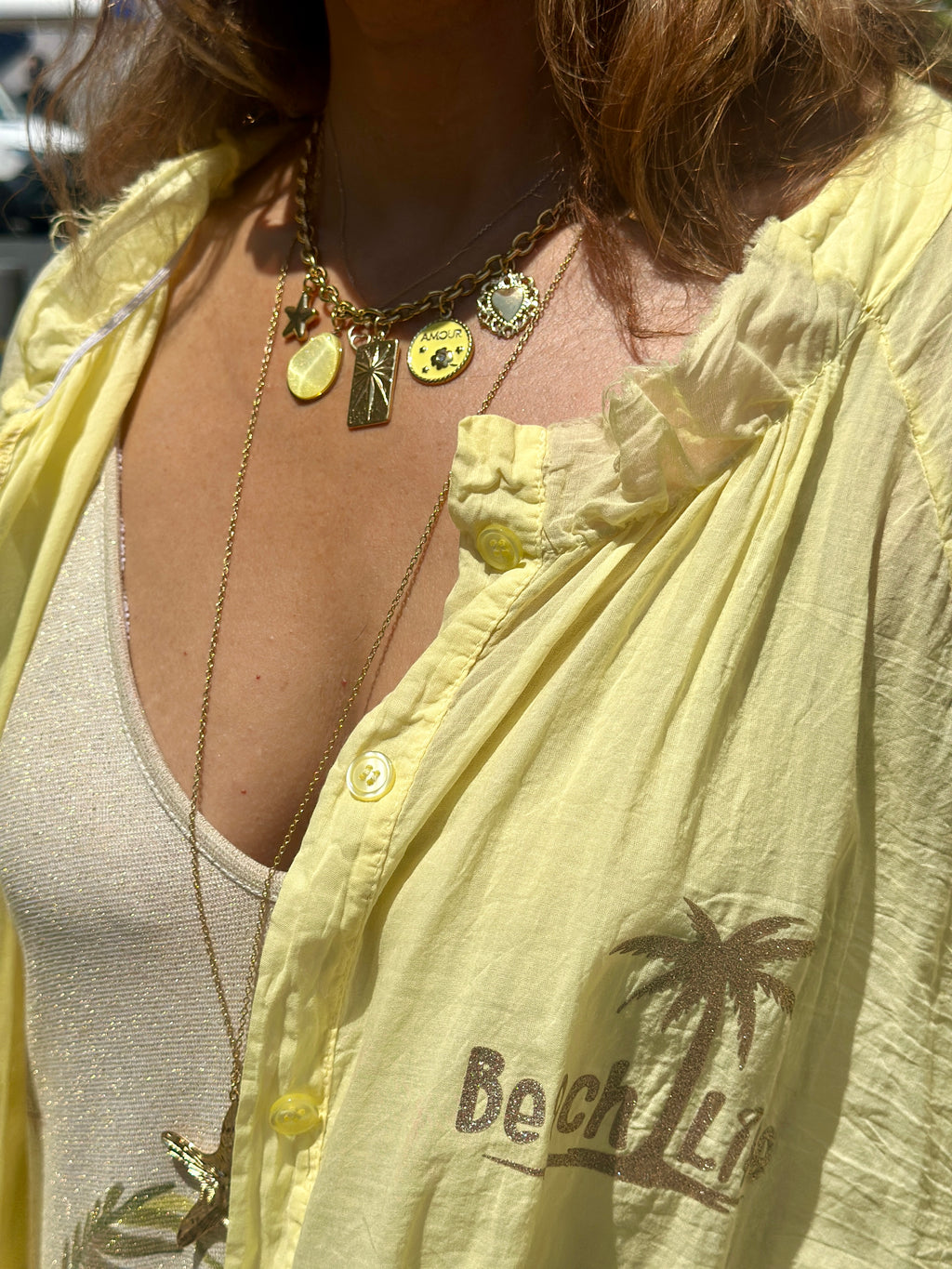 Chemise ample jaune BEACH LIFE
