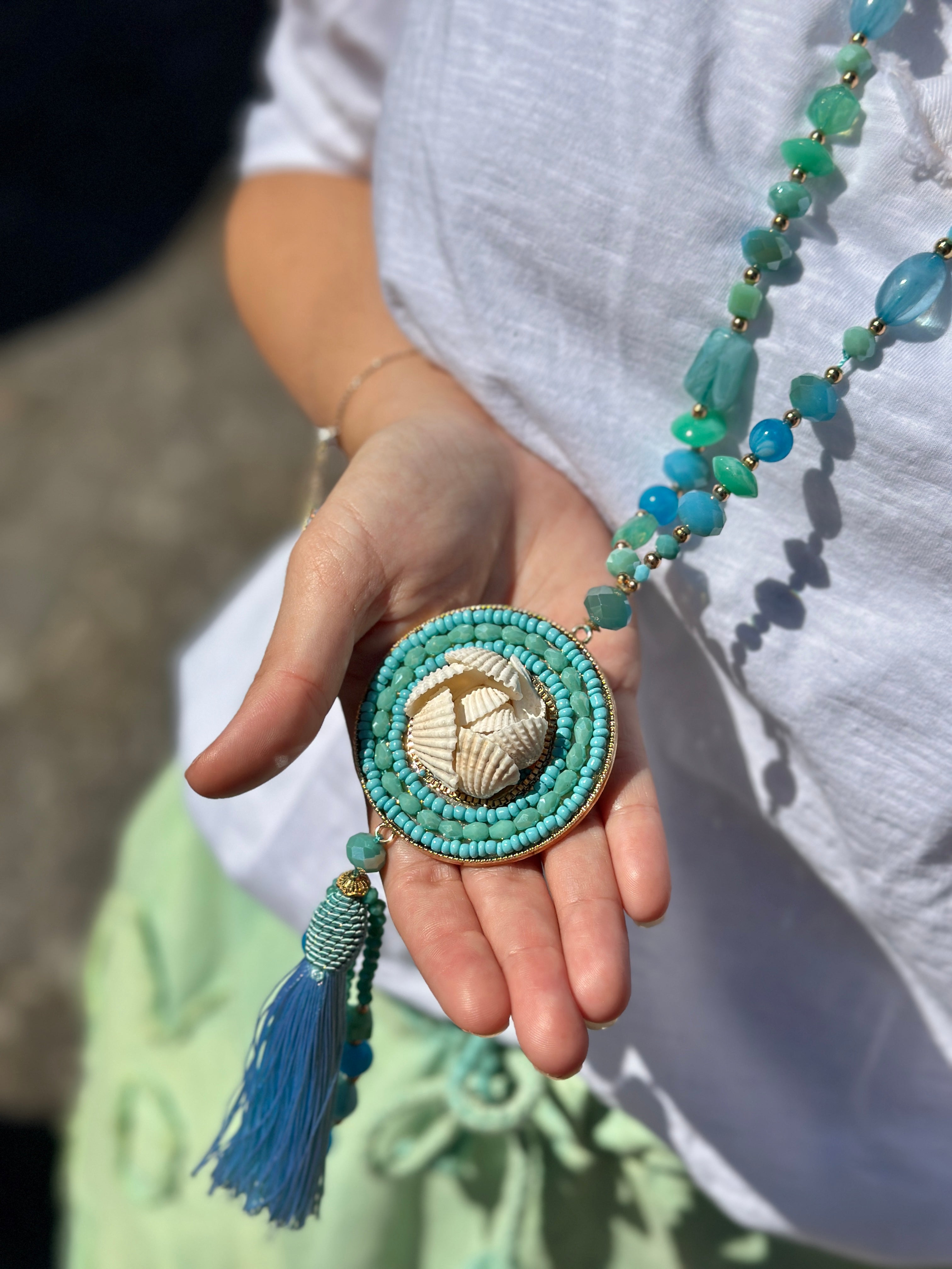 Sautoir bleu COQUILLAGE