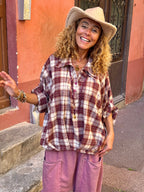 Blouse bordeaux CARREAUX