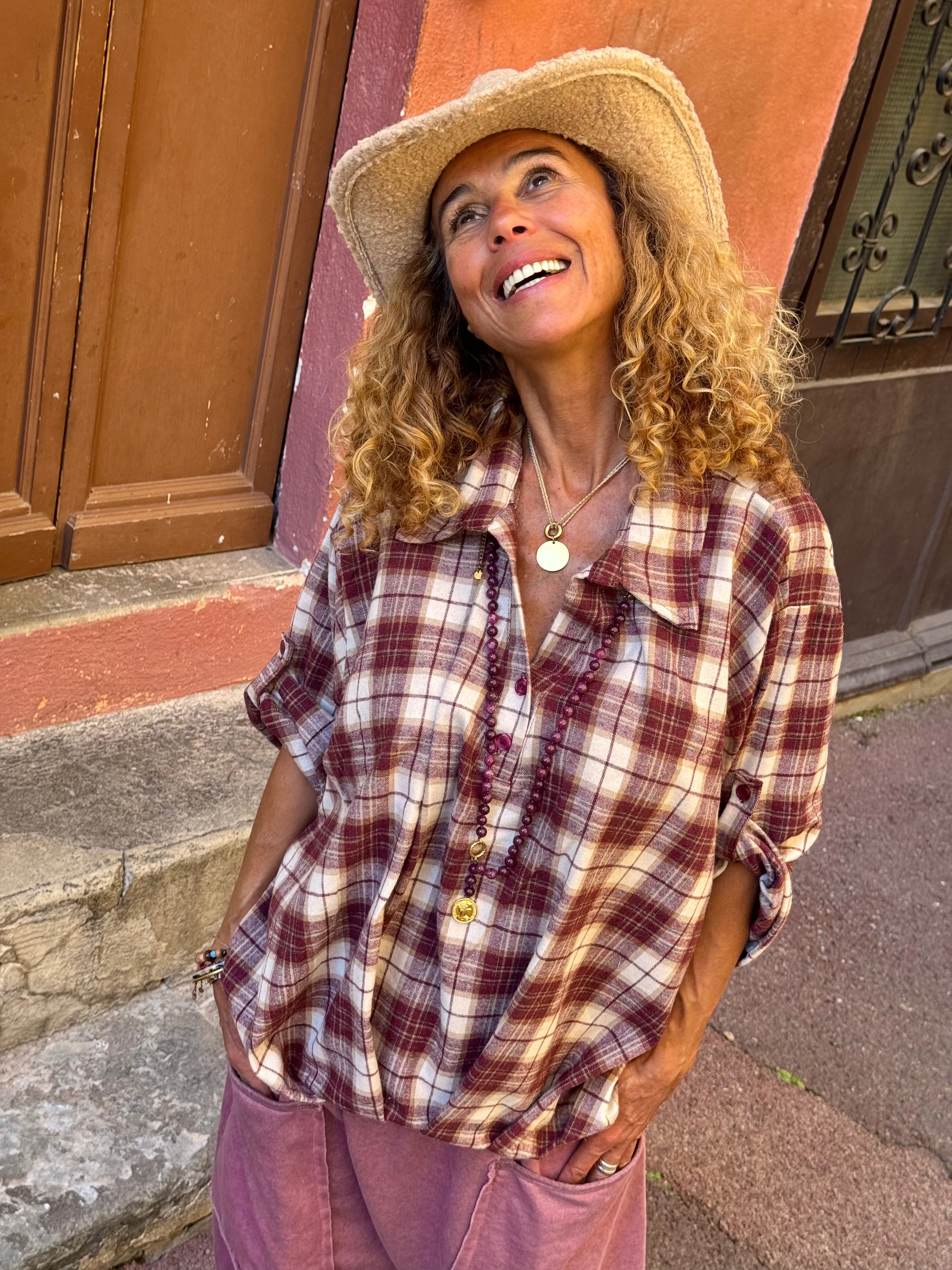 Blouse bordeaux CARREAUX