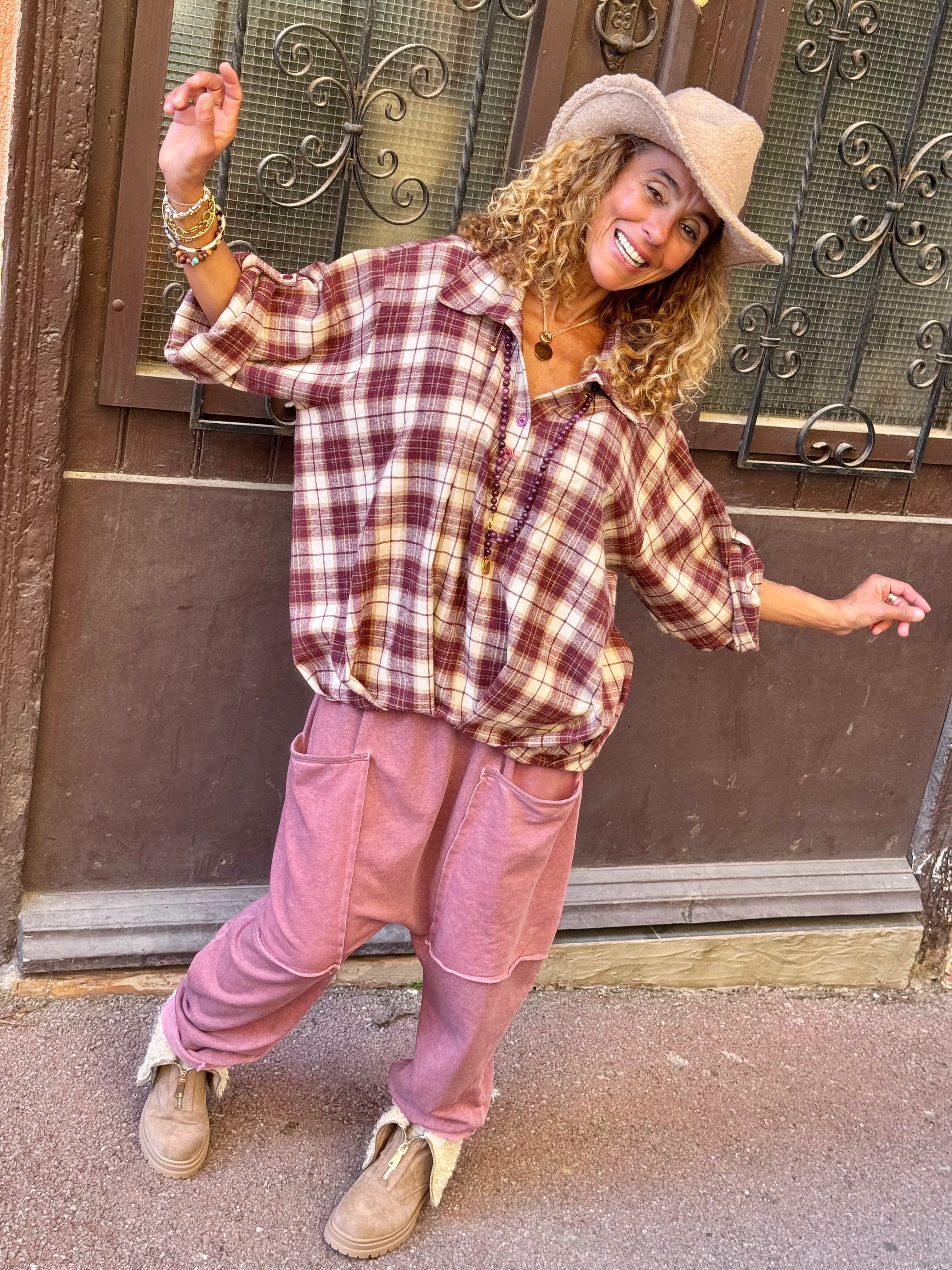 Blouse bordeaux CARREAUX