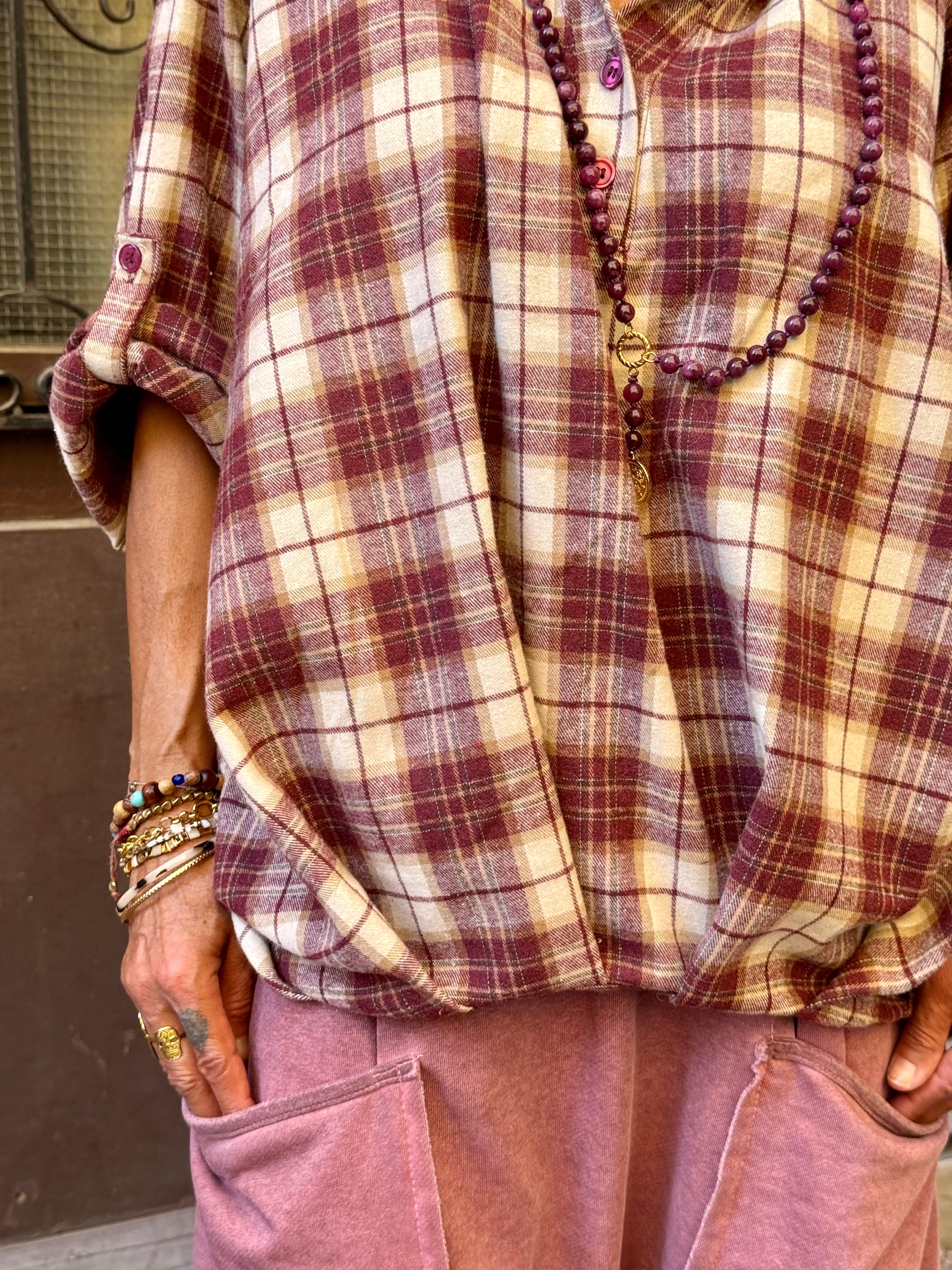 Blouse bordeaux CARREAUX
