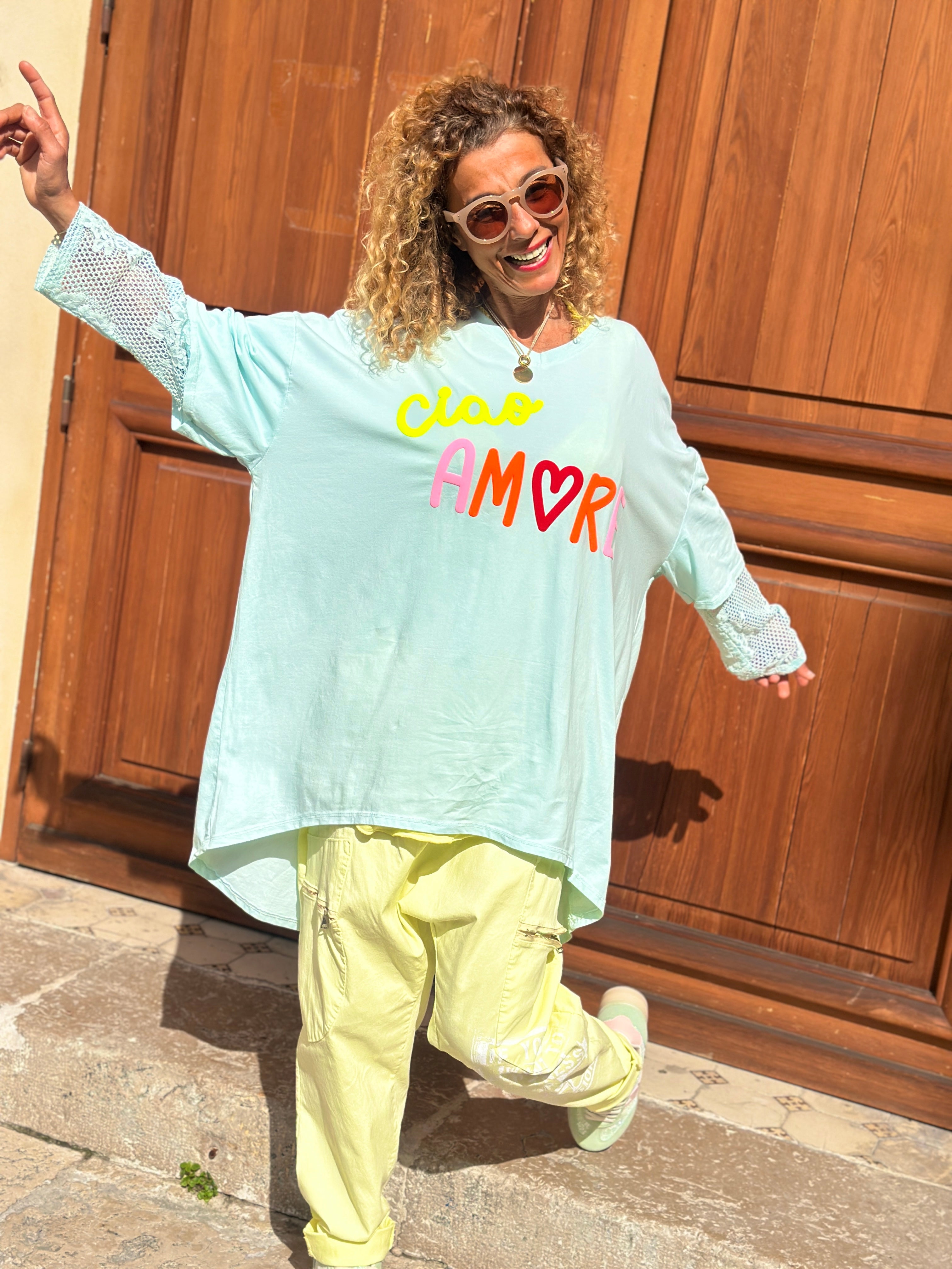 Sweat fin turquoise CIAO AMORE