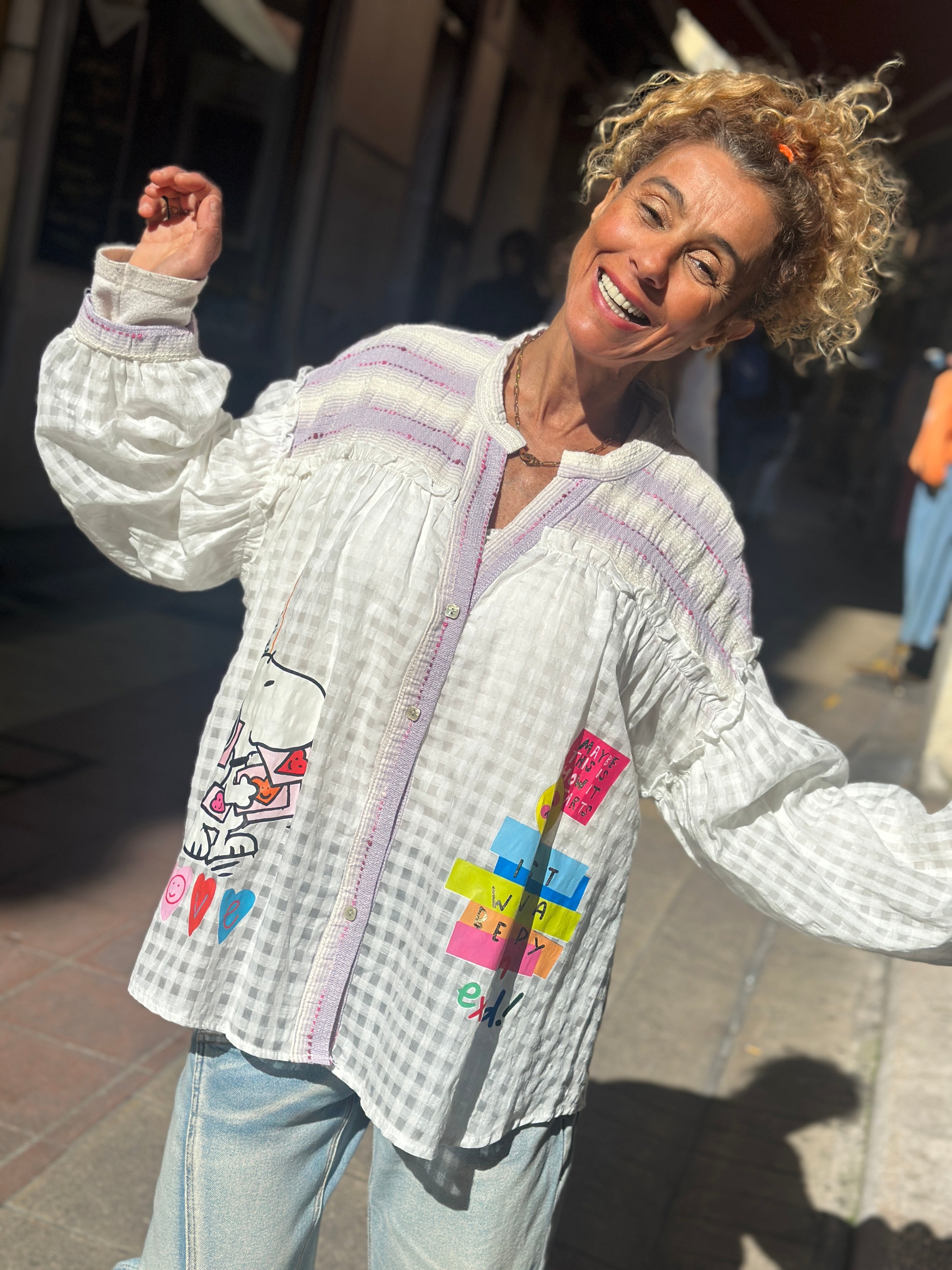 Chemise mauve SNOOPY