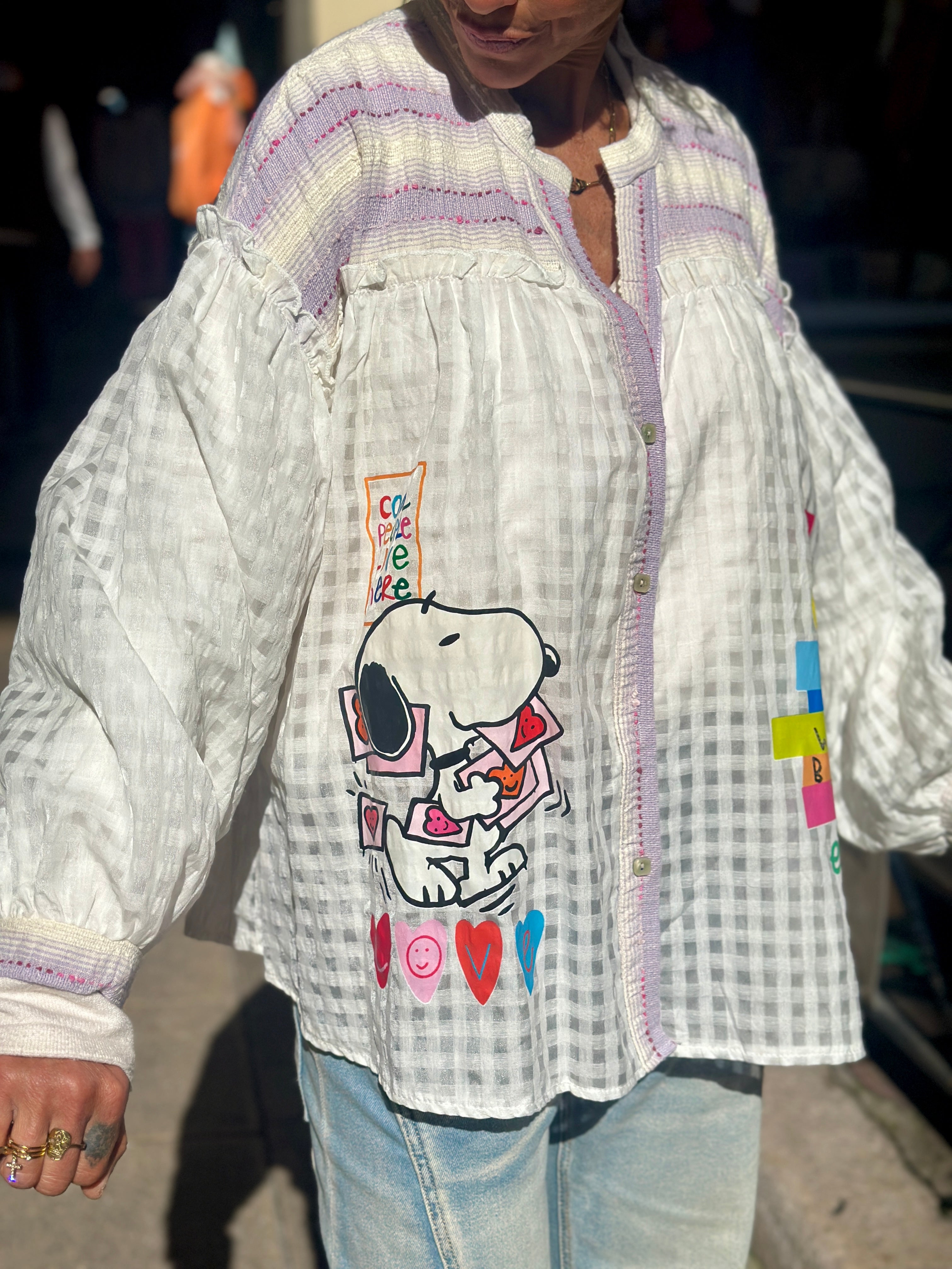 Chemise mauve SNOOPY