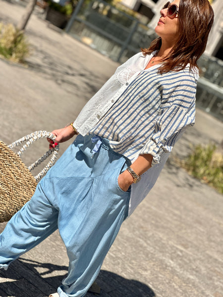 Chemise blanche/bleue GIANNY