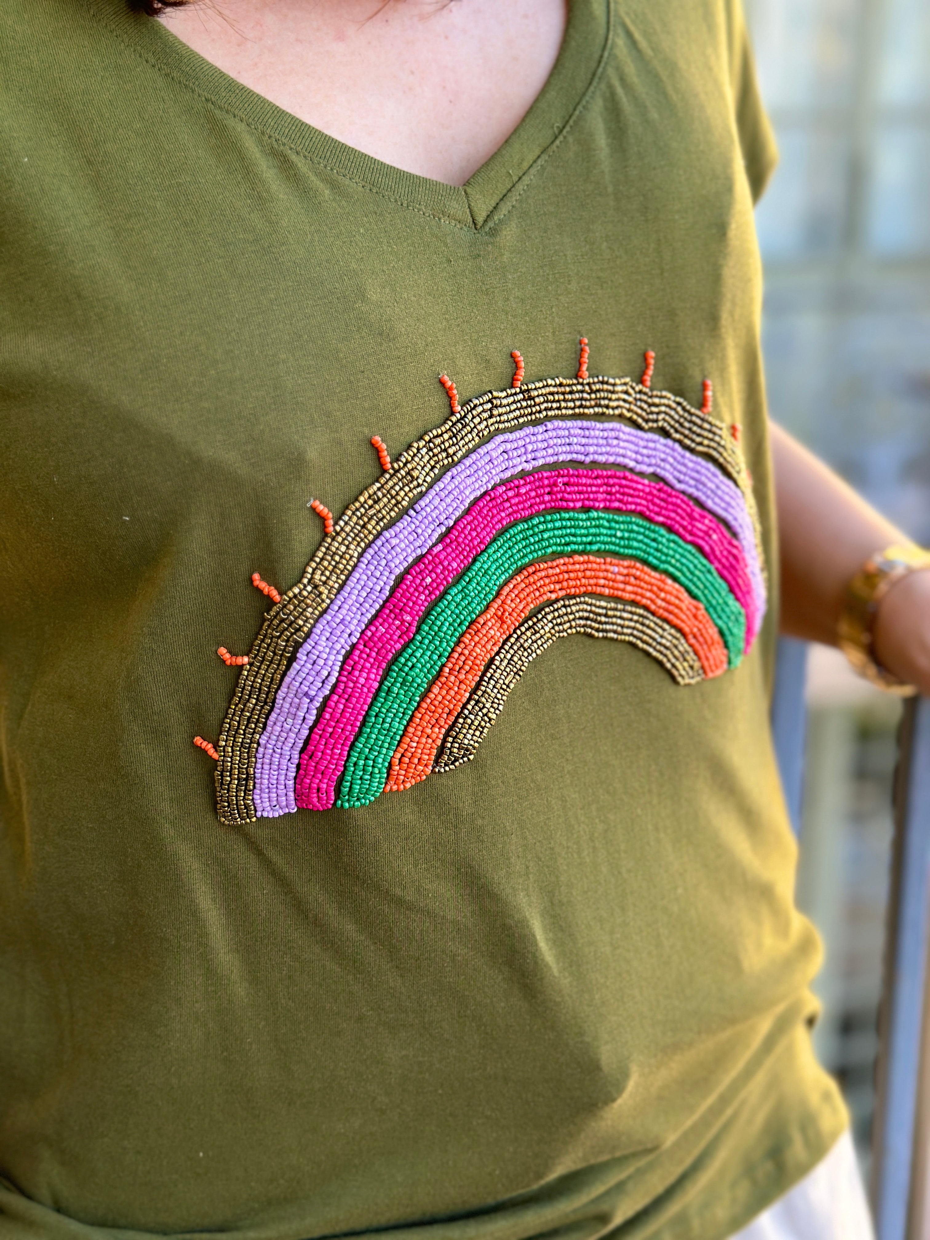 T-shirt kaki ARC EN CIEL
