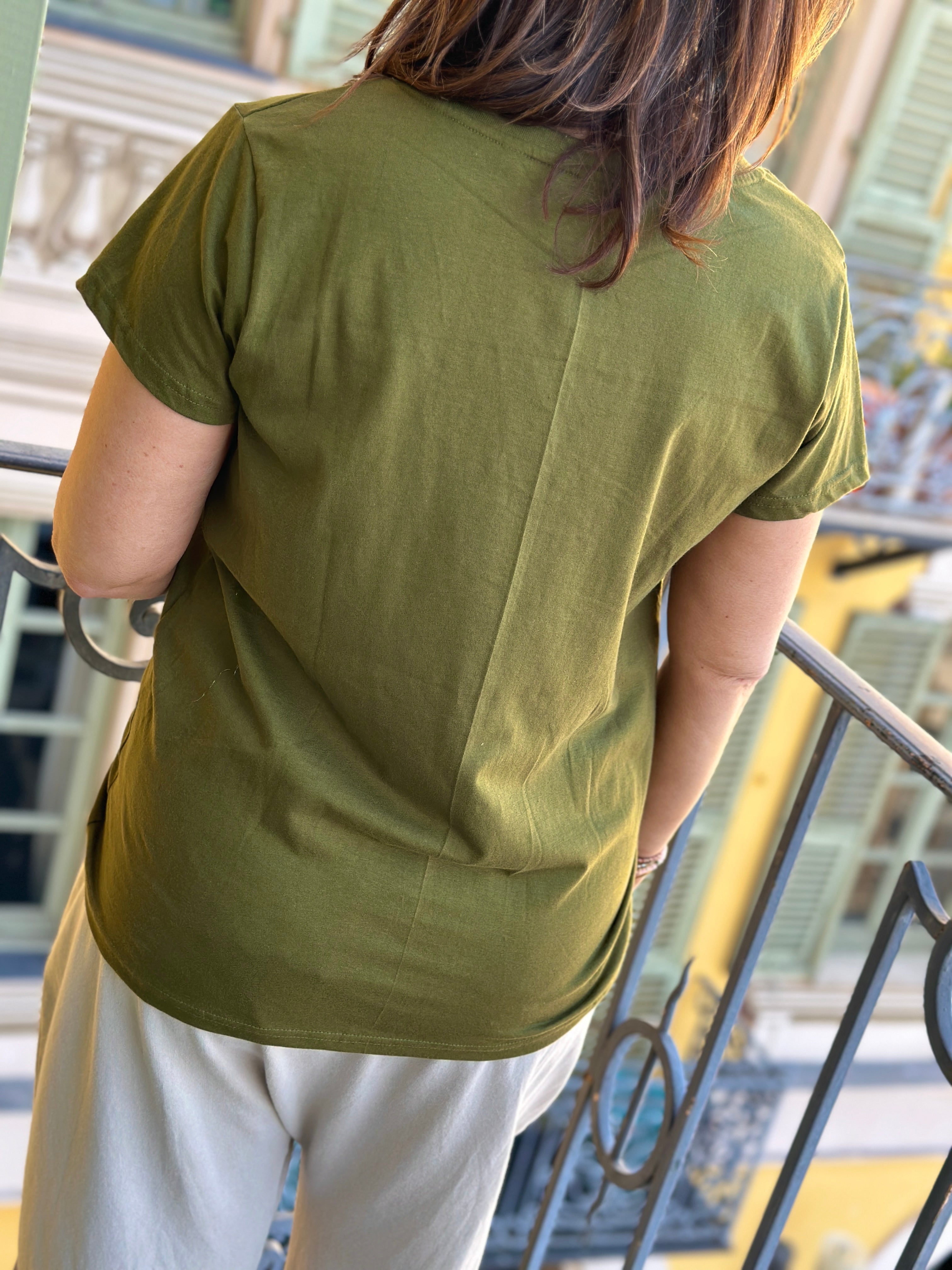 T-shirt kaki ARC EN CIEL